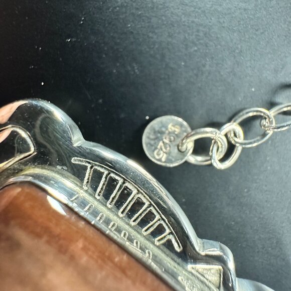 🤎 18” Sterling Silver & Picture Jasper Necklace – Artisan Gemstone Pendant - Picture 3 of 4